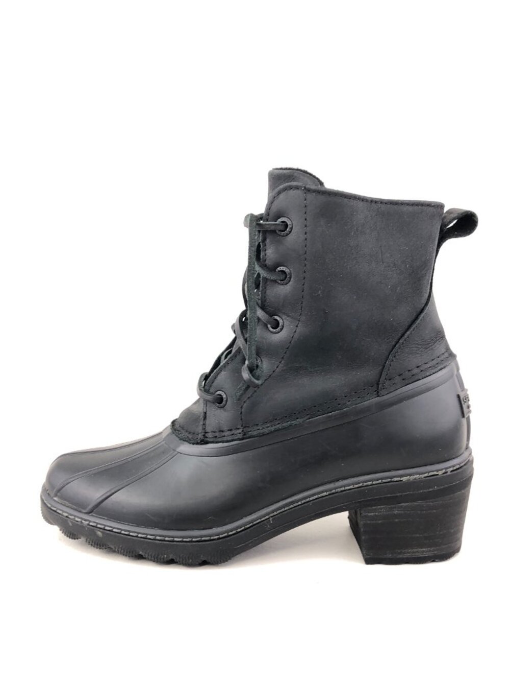 Sperry Saltwater Heel Black Leather Duck Boots 8